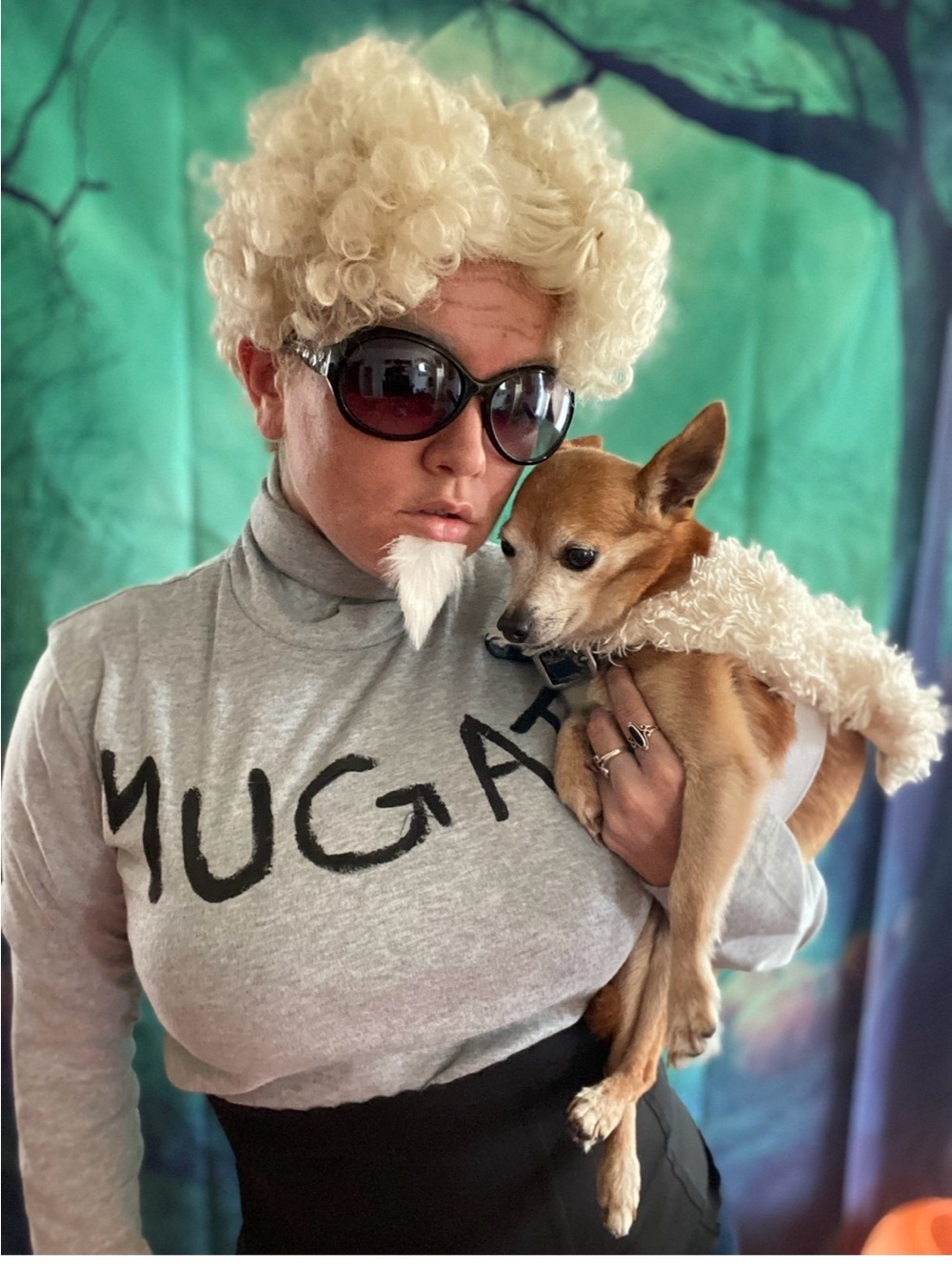 Zoolander Mugatu Costume Handmade Shirt & Curly Wig Halloween
